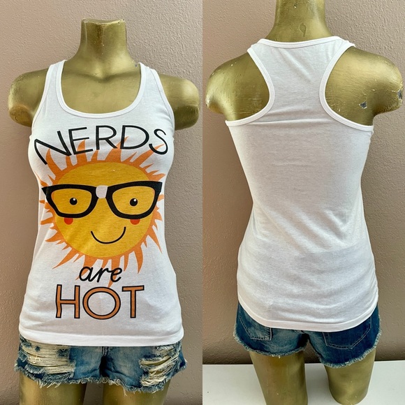 Forever 21 NERDS ARE HOT Racerback TANK TOP Size Small - Picture 2 of 12